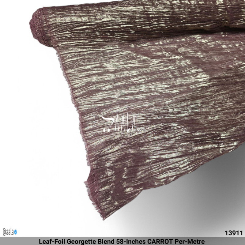 Leaf-Foil Georgette Blend 58-Inches CARROT Per-Metre 