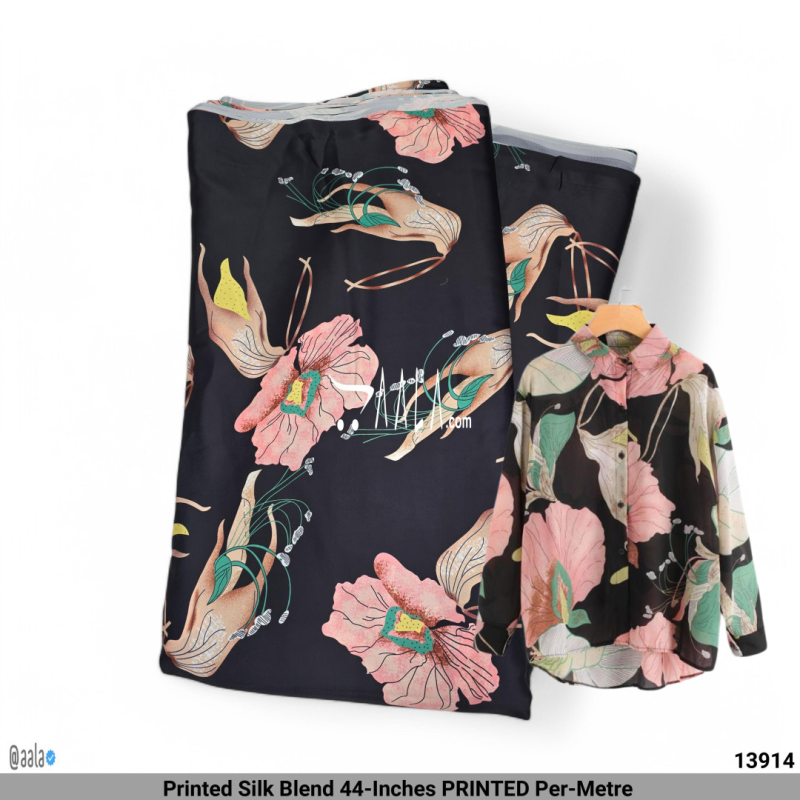 Printed Silk Blend 44-Inches PRINTED Per-Metre
