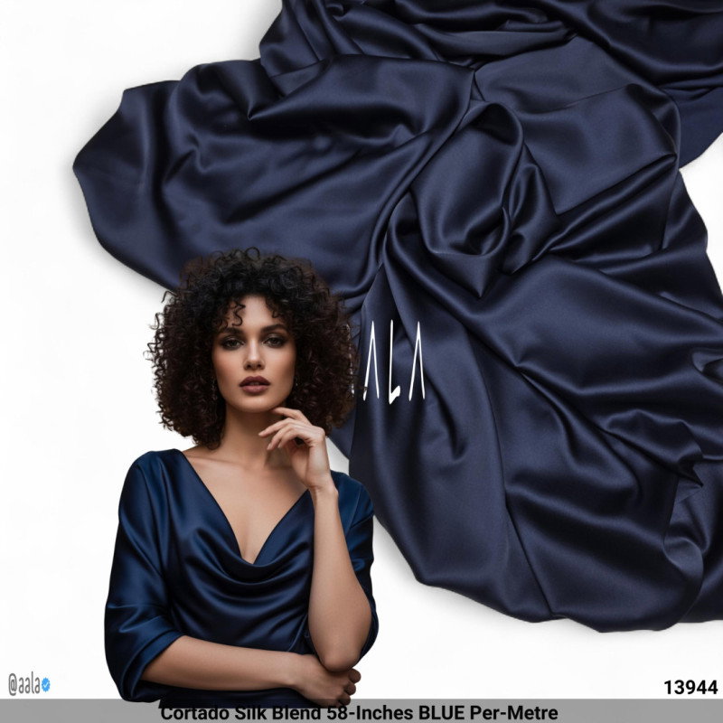 Cortado Silk Blend 58-Inches BLUE Per-Metre 