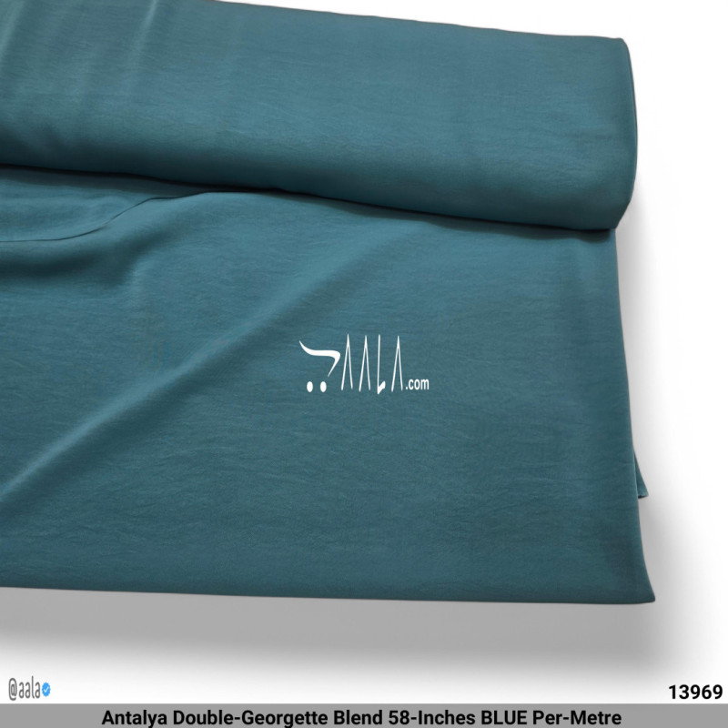 Antalya Double-Georgette Blend 58-Inches BLUE Per-Metre 
