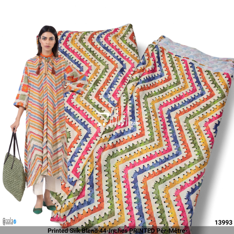Printed Silk Blend 44-Inches PRINTED Per-Metre