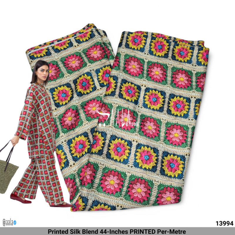 Printed Silk Blend 44-Inches PRINTED Per-Metre