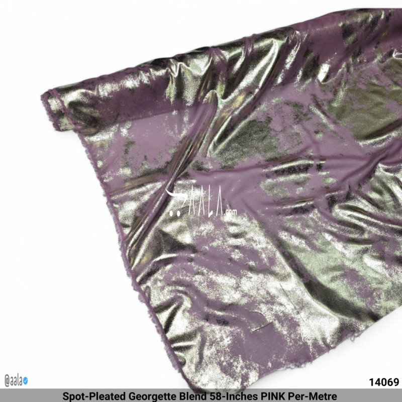 Spot-Pleated Georgette Blend 58-Inches PINK Per-Metre 