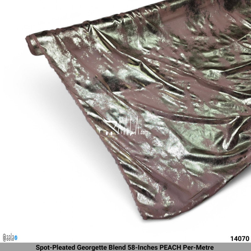 Spot-Pleated Georgette Blend 58-Inches PEACH Per-Metre