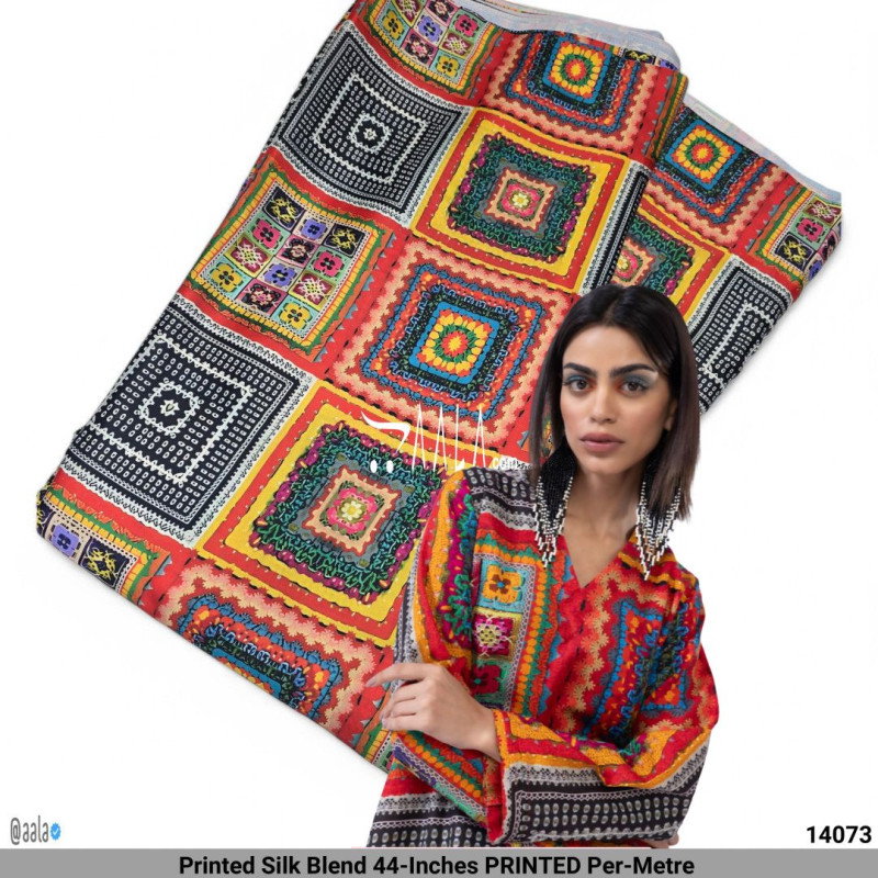Printed Silk Blend 44-Inches PRINTED Per-Metre