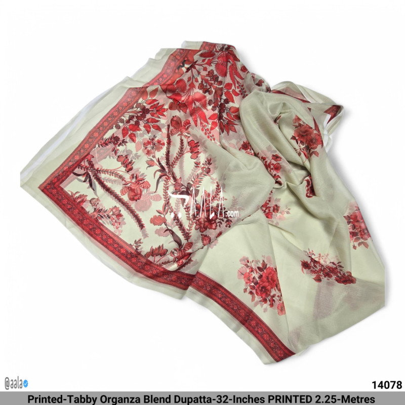 Printed-Tabby Organza Blend Dupatta-32-Inches PRINTED 2.25-Metres 