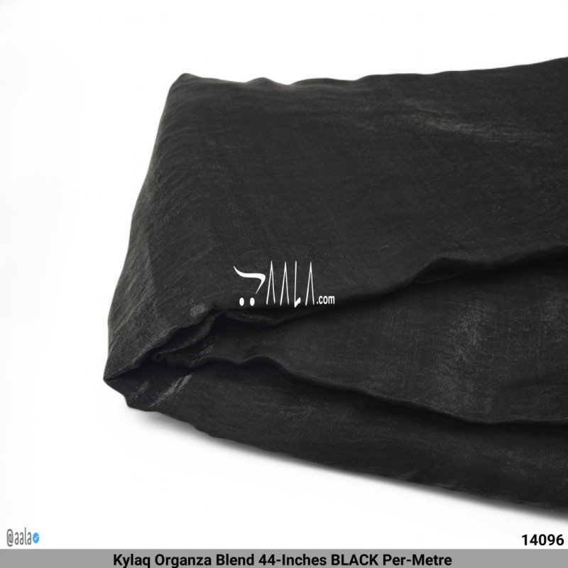 Kylaq Organza Blend 44-Inches BLACK Per-Metre