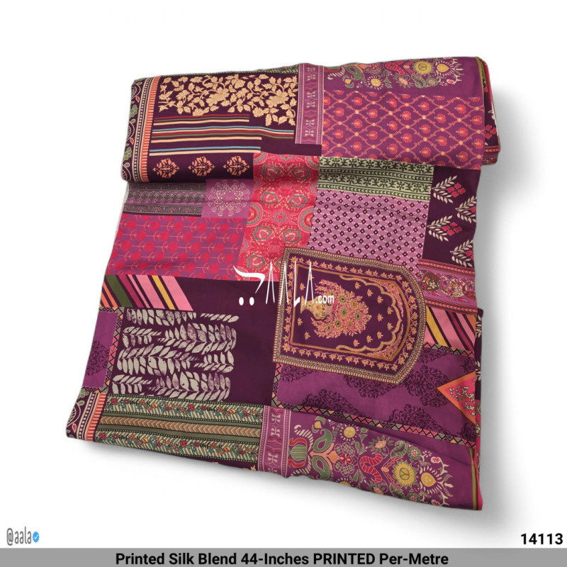 Printed Silk Blend 44-Inches PRINTED Per-Metre