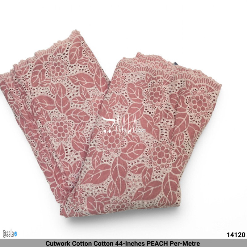 Cutwork Cotton Cotton 44-Inches PEACH Per-Metre 