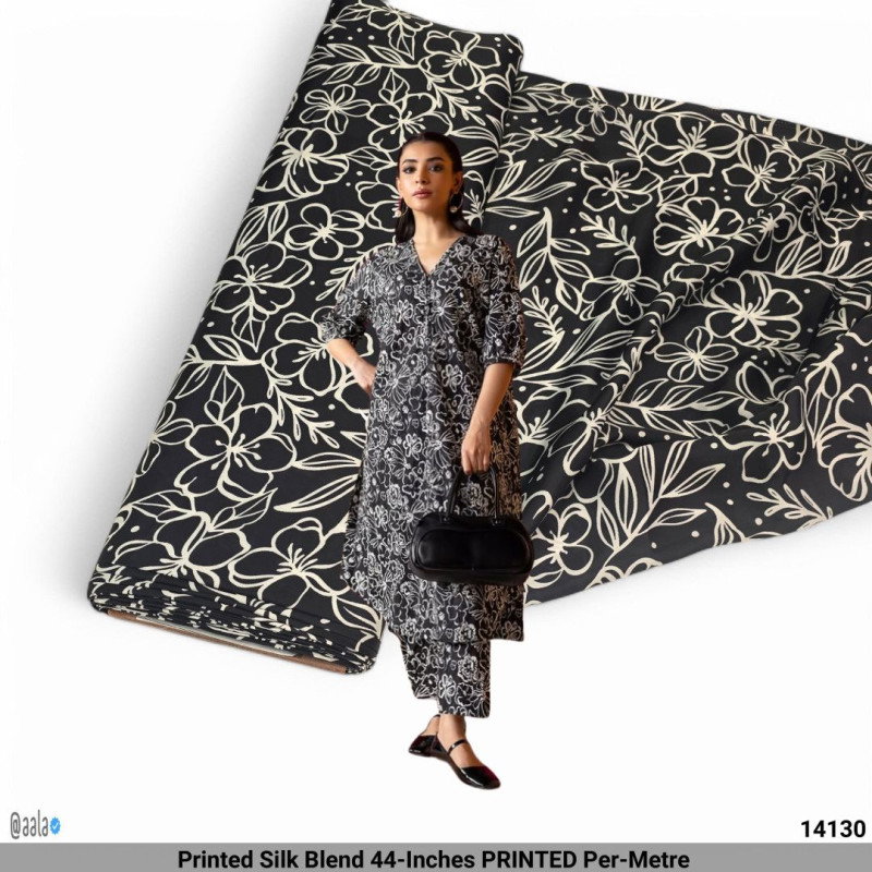 Printed Silk Blend 44-Inches PRINTED Per-Metre