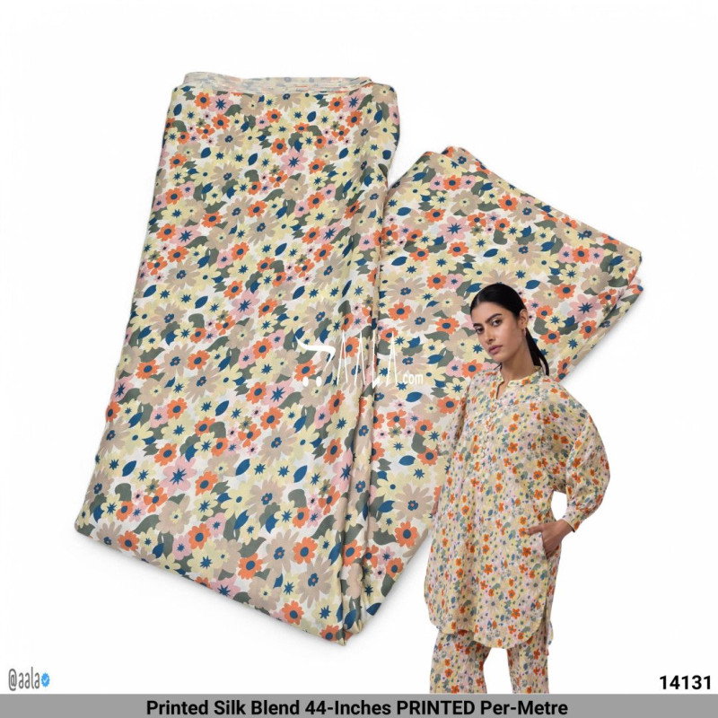 Printed Silk Blend 44-Inches PRINTED Per-Metre 