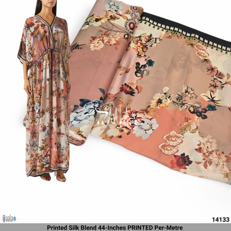 Printed Silk Blend 44-Inches PRINTED Per-Metre