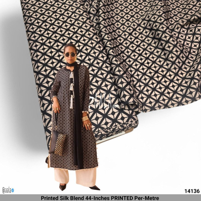 Printed Silk Blend 44-Inches PRINTED Per-Metre