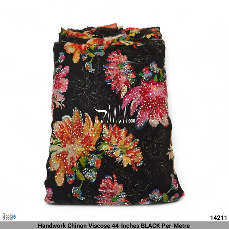 Handwork Chinon Viscose 44-Inches BLACK Per-Metre