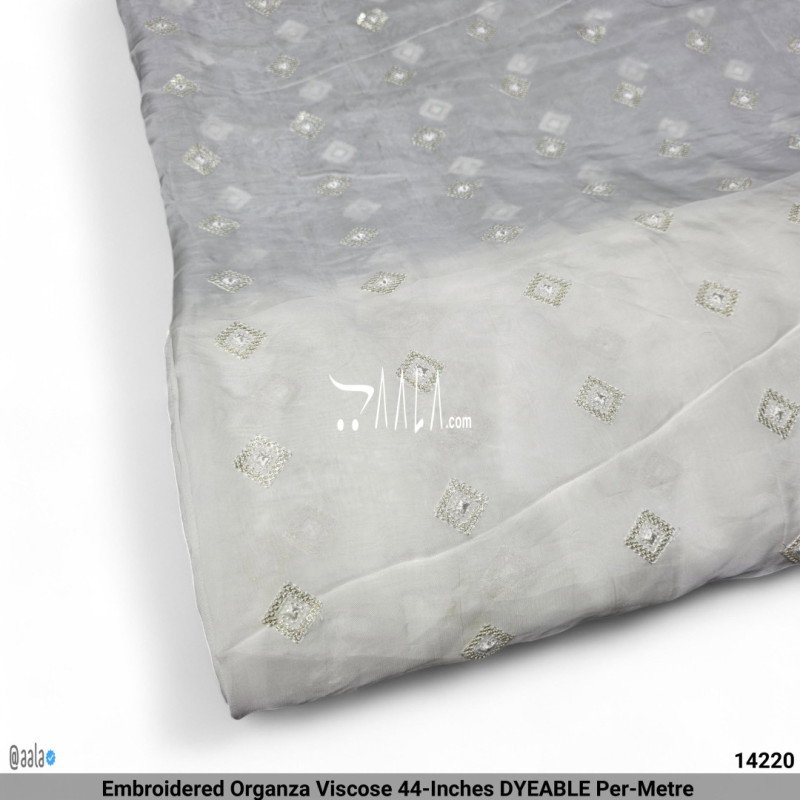 Embroidered Organza Viscose 44-Inches DYEABLE Per-Metre 