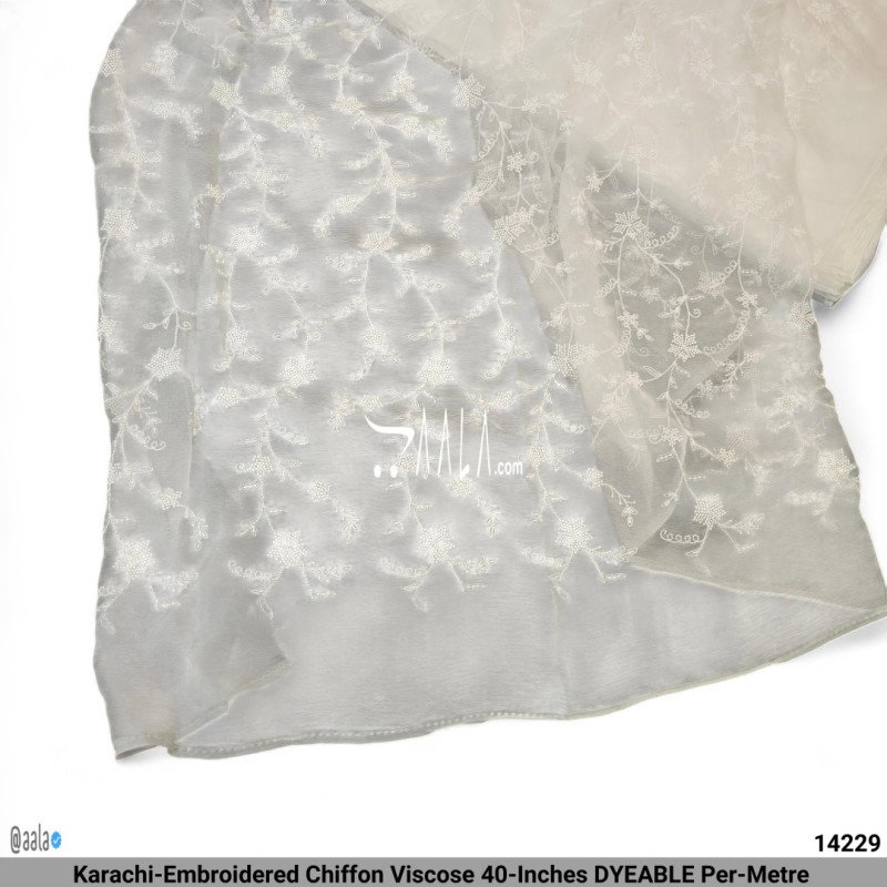 Karachi-Embroidered Chiffon Viscose 40-Inches DYEABLE Per-Metre 