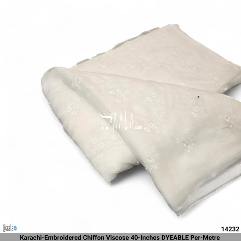 Karachi-Embroidered Chiffon Viscose 40-Inches DYEABLE Per-Metre