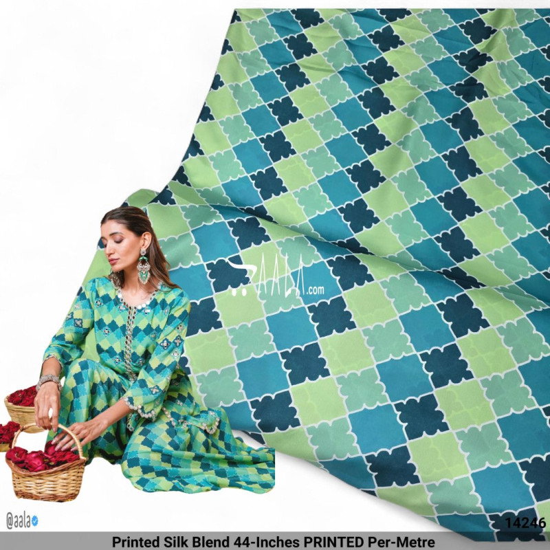 Printed Silk Blend 44-Inches PRINTED Per-Metre