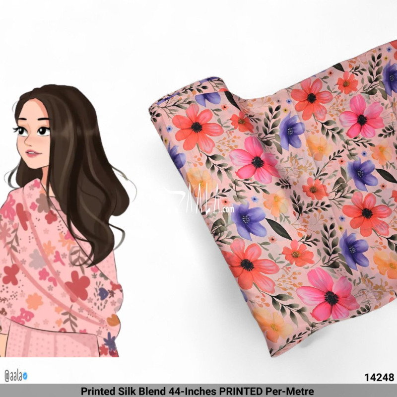 Printed Silk Blend 44-Inches PRINTED Per-Metre