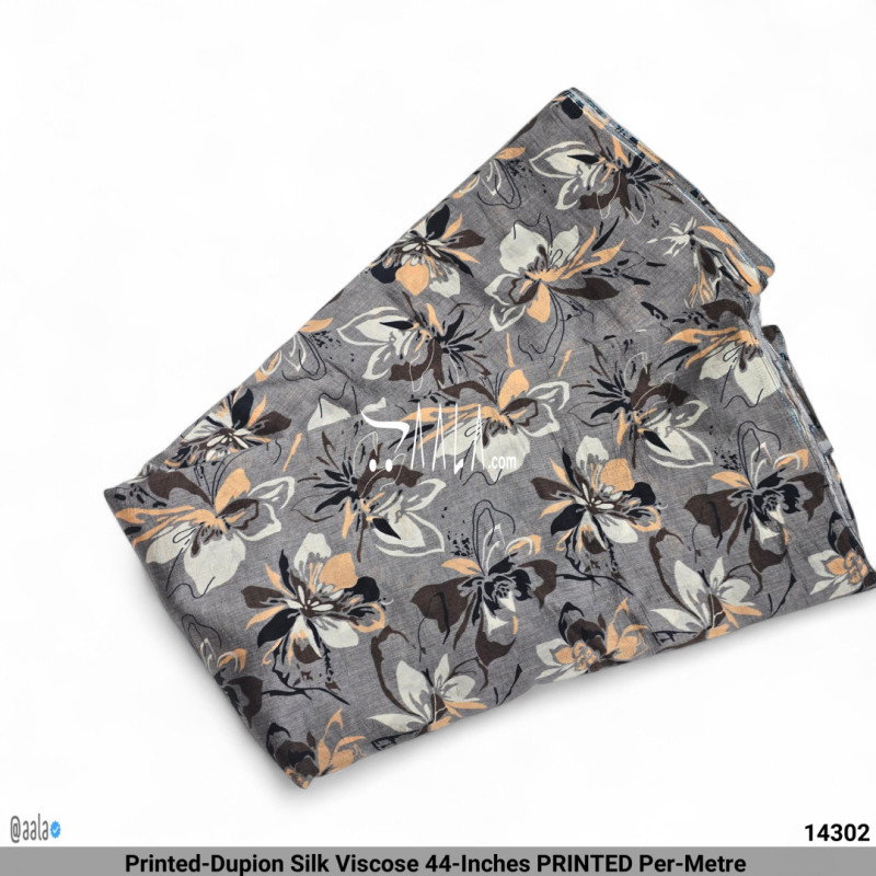 Printed-Dupion Silk Viscose 44-Inches PRINTED Per-Metre 