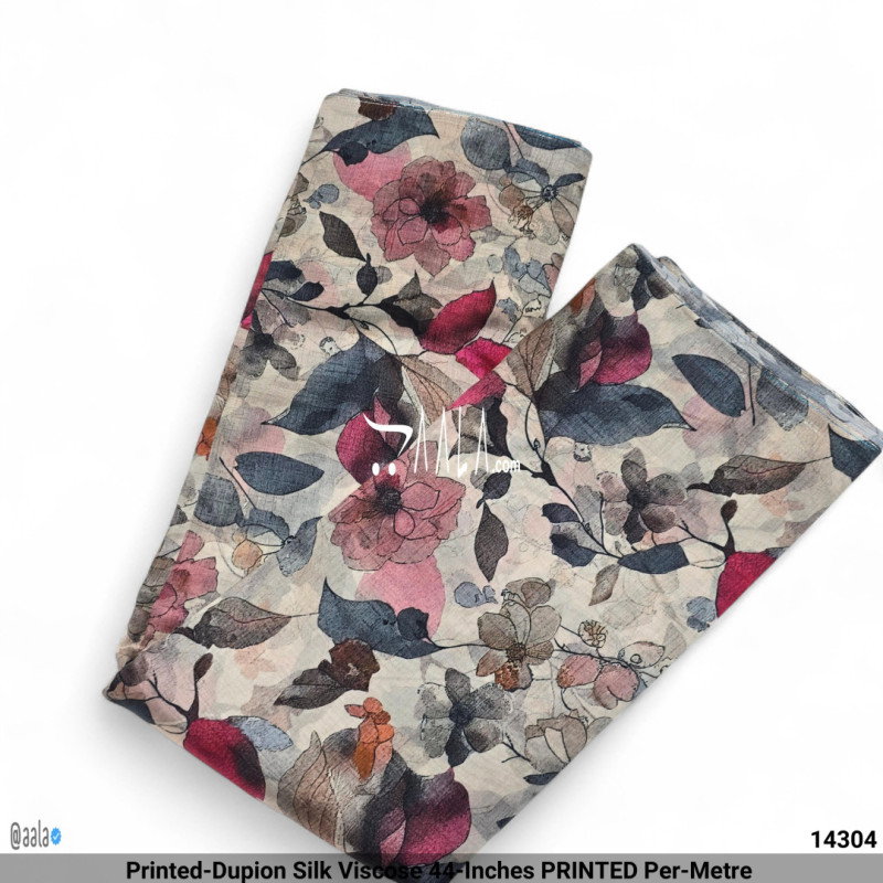Printed-Dupion Silk Viscose 44-Inches PRINTED Per-Metre 