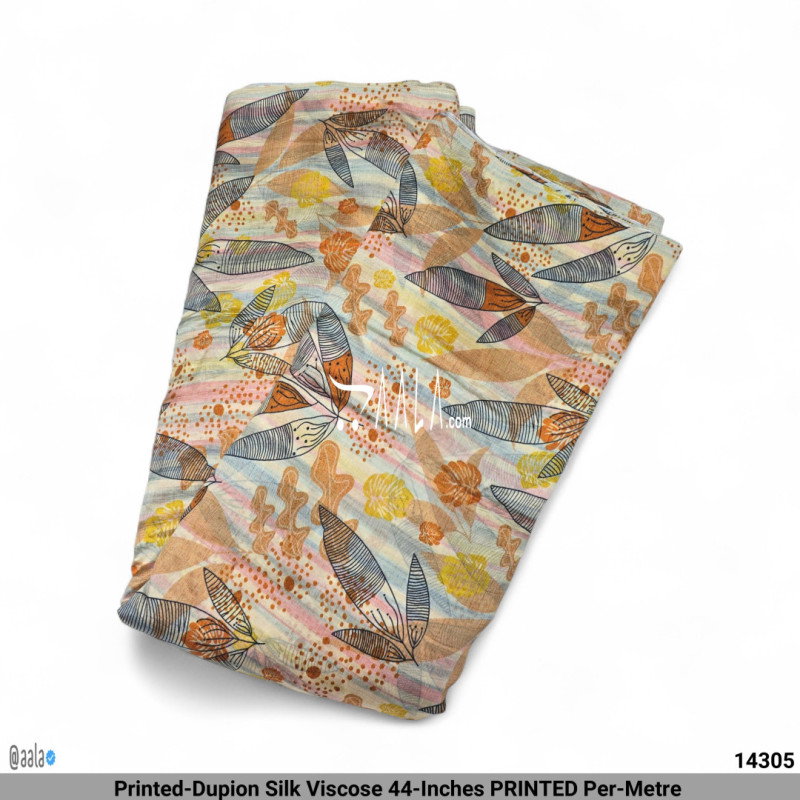 Printed-Dupion Silk Viscose 44-Inches PRINTED Per-Metre