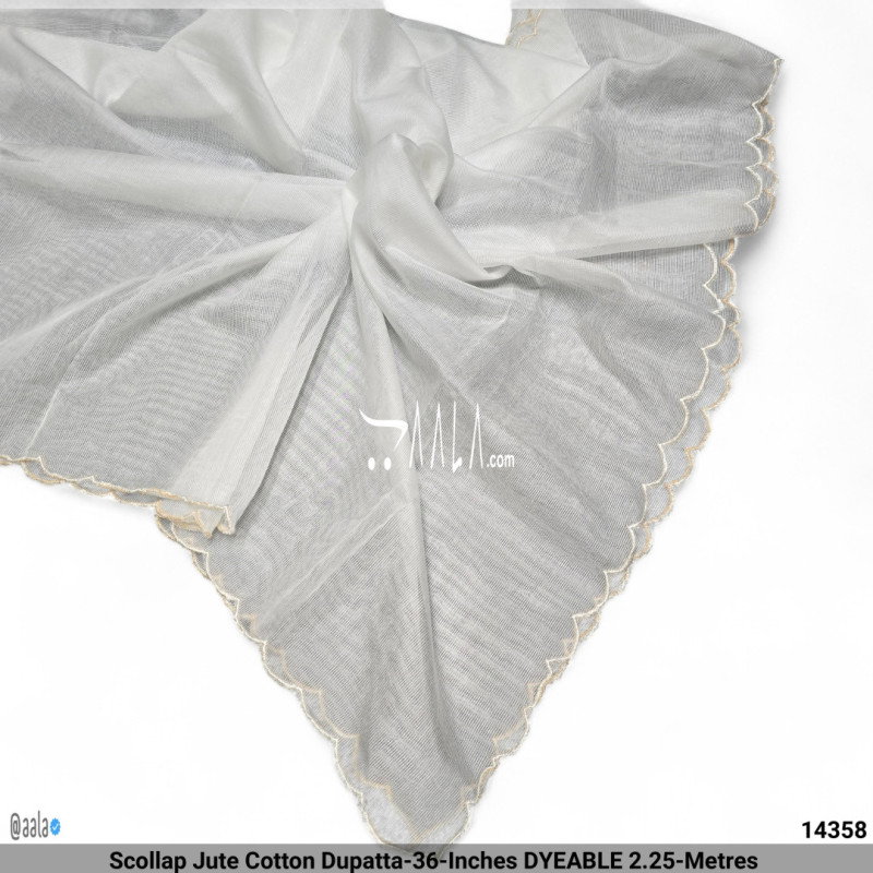 Scollap Jute Cotton Dupatta-36-Inches DYEABLE 2.25-Metres 
