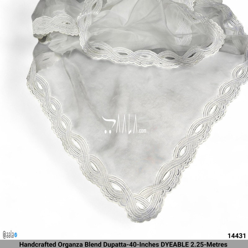 Handcrafted Organza Blend Dupatta-40-Inches DYEABLE 2.25-Metres 