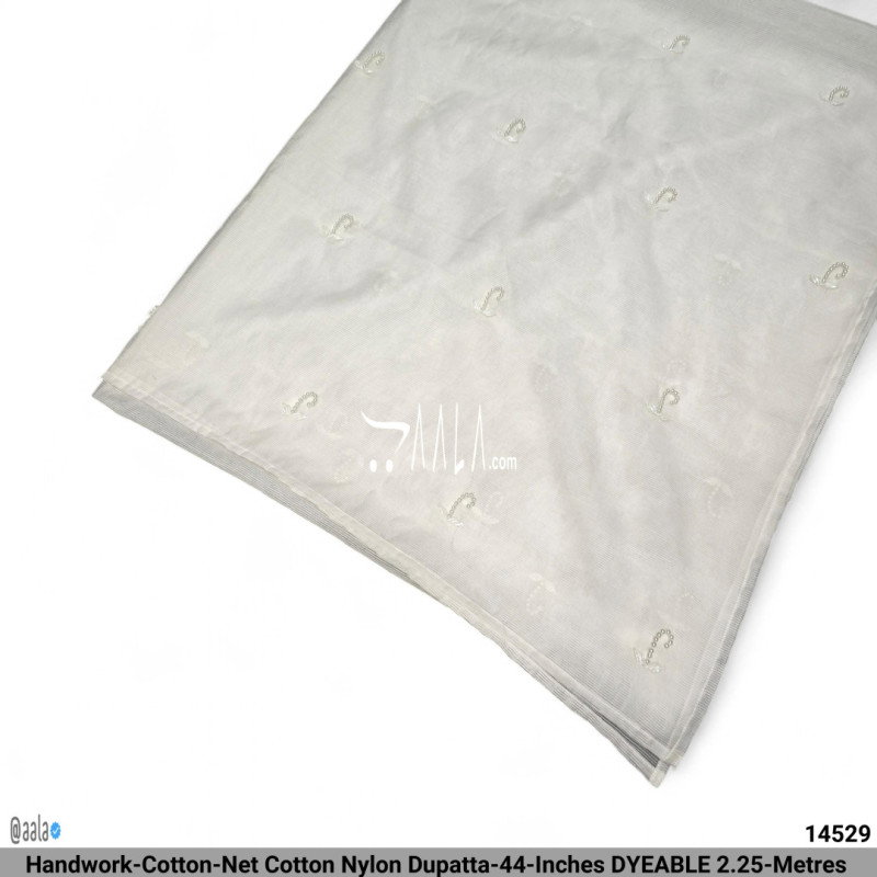 Handwork-Cotton-Net Cotton Nylon Dupatta-44-Inches DYEABLE 2.25-Metres 
