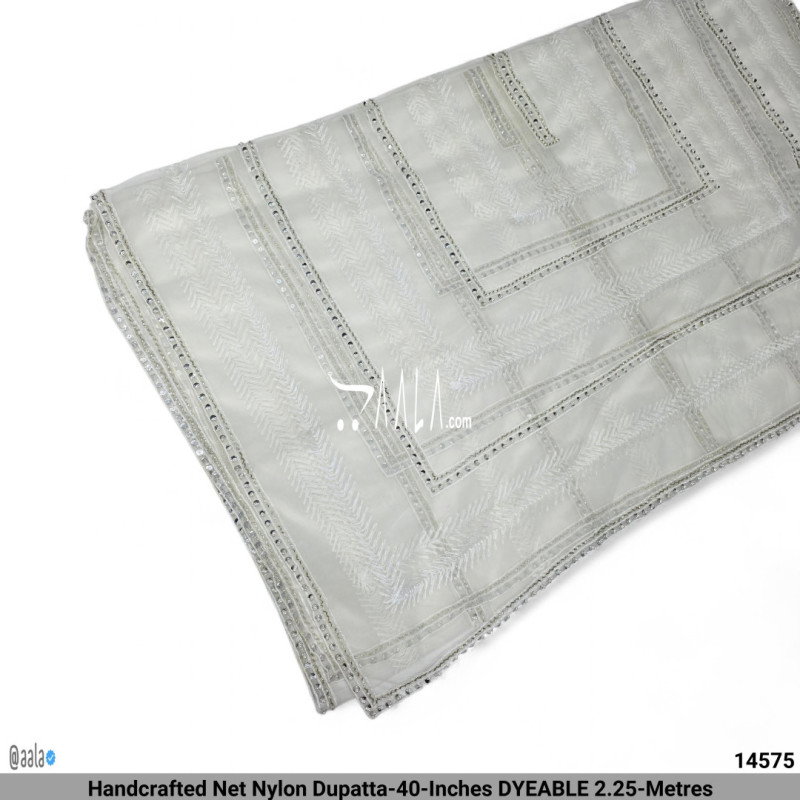 Handcrafted Net Nylon Dupatta-40-Inches DYEABLE 2.25-Metres