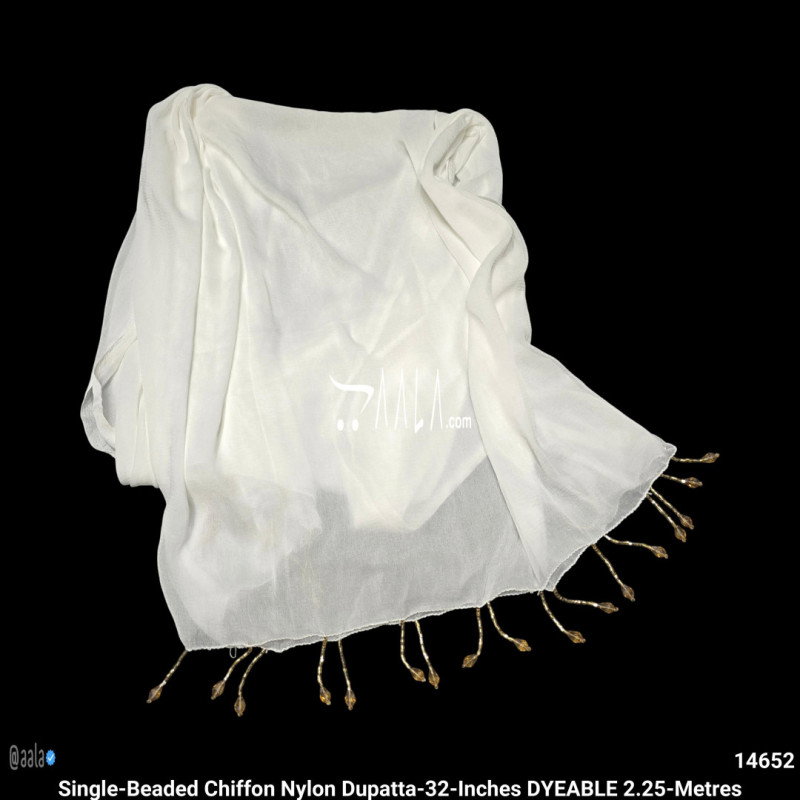 Single-Beaded Chiffon Nylon Dupatta-32-Inches DYEABLE 2.25-Metres