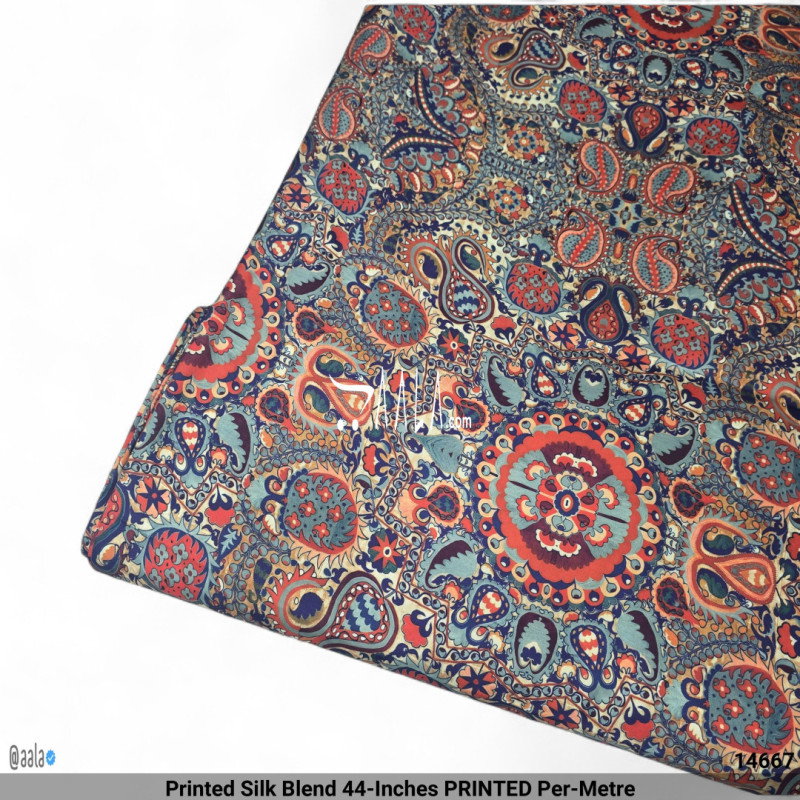Printed Silk Blend 44-Inches PRINTED Per-Metre