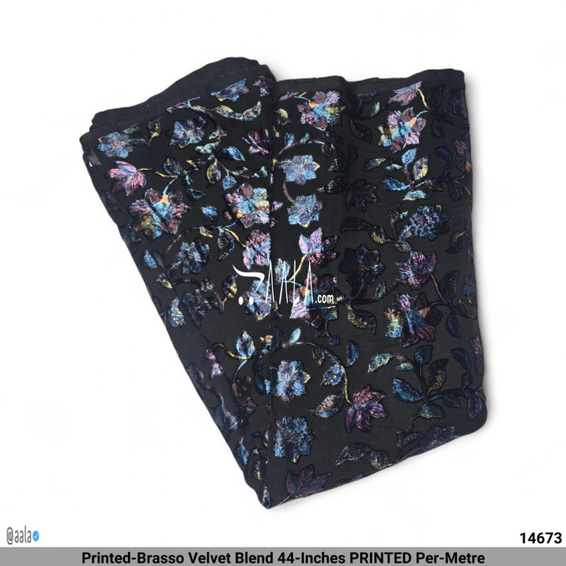 Printed-Brasso Velvet Blend 44-Inches PRINTED Per-Metre