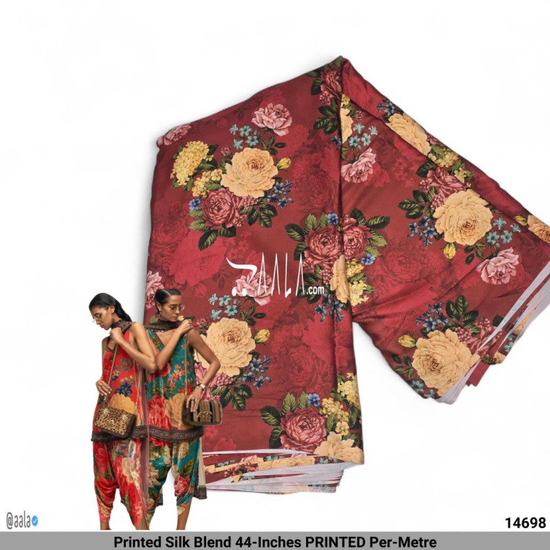 Printed Silk Blend 44-Inches PRINTED Per-Metre