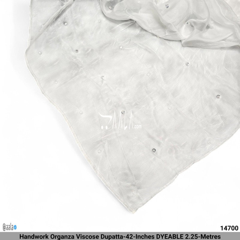 Handwork Organza Viscose Dupatta-42-Inches DYEABLE 2.25-Metres