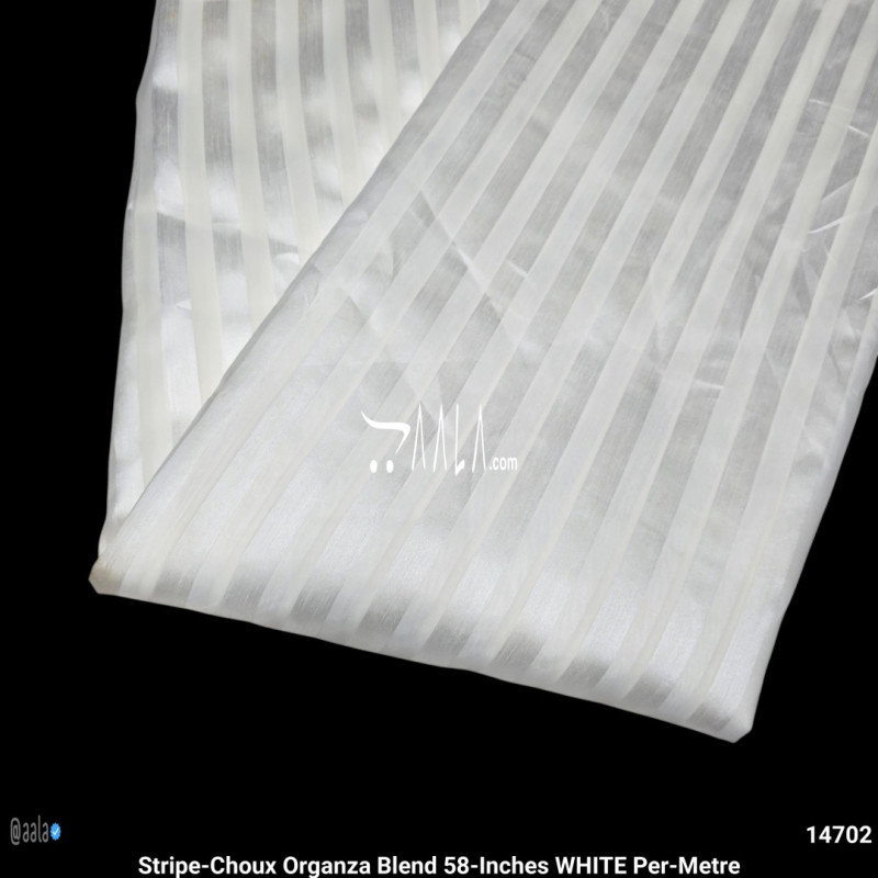 Stripe-Choux Organza Blend 58-Inches WHITE Per-Metre