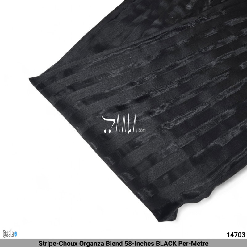 Stripe-Choux Organza Blend 58-Inches BLACK Per-Metre