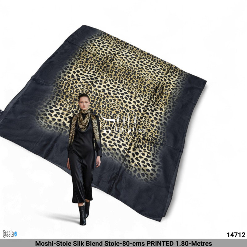 Moshi-Stole Silk Blend Stole-80-cms PRINTED 1.80-Metres