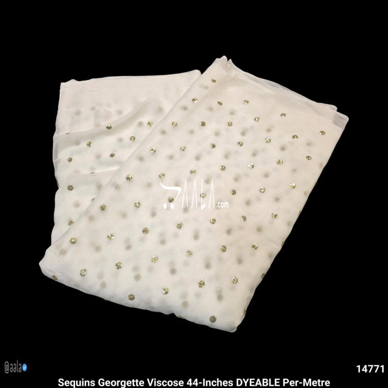 Sequins Georgette Viscose 44-Inches DYEABLE Per-Metre