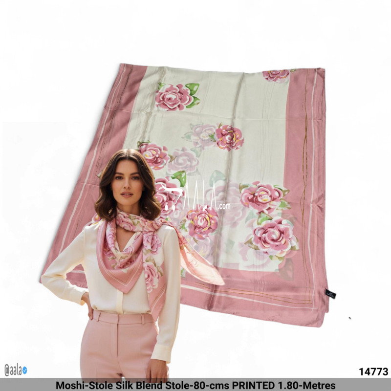 Moshi-Stole Silk Blend Stole-80-cms PRINTED 1.80-Metres