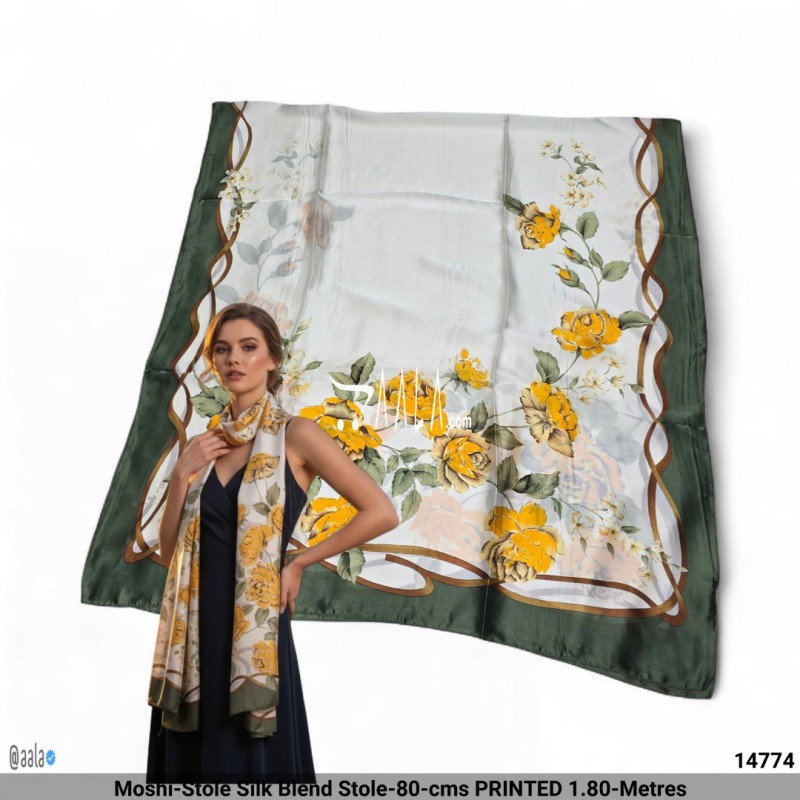 Moshi-Stole Silk Blend Stole-80-cms PRINTED 1.80-Metres