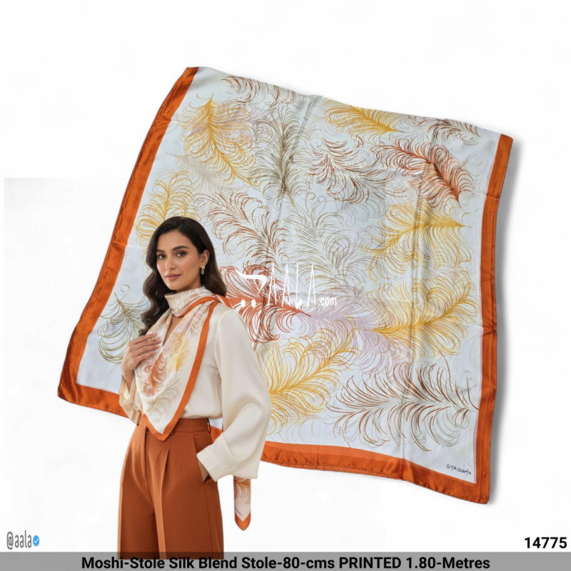 Moshi-Stole Silk Blend Stole-80-cms PRINTED 1.80-Metres