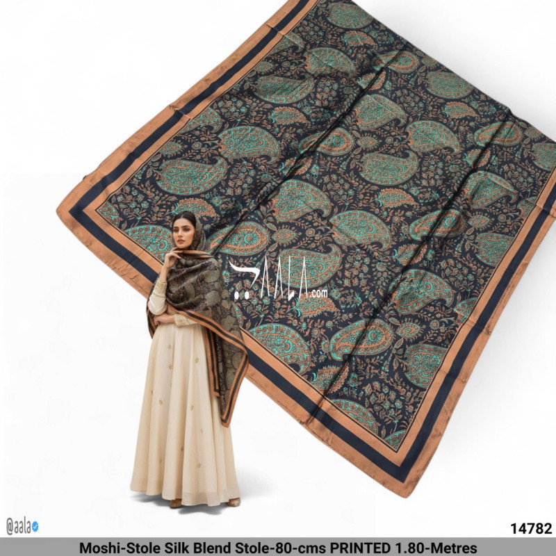 Moshi-Stole Silk Blend Stole-80-cms PRINTED 1.80-Metres