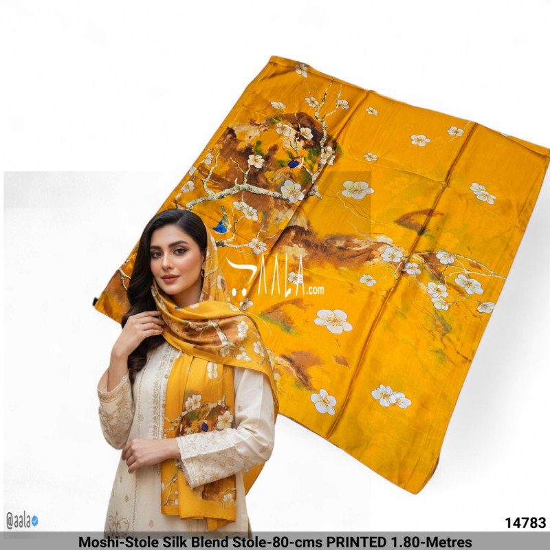 Moshi-Stole Silk Blend Stole-80-cms PRINTED 1.80-Metres