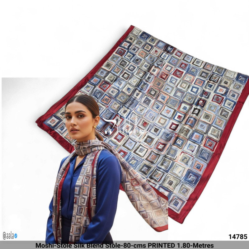 Moshi-Stole Silk Blend Stole-80-cms PRINTED 1.80-Metres