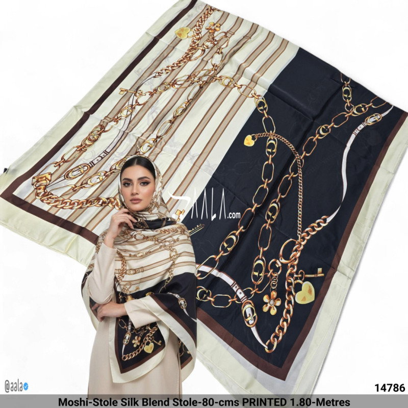 Moshi-Stole Silk Blend Stole-80-cms PRINTED 1.80-Metres
