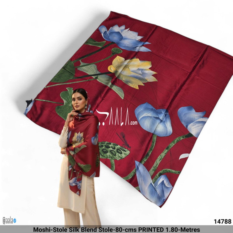 Moshi-Stole Silk Blend Stole-80-cms PRINTED 1.80-Metres