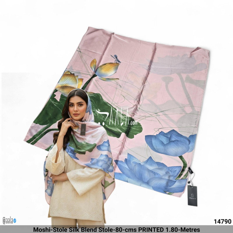 Moshi-Stole Silk Blend Stole-80-cms PRINTED 1.80-Metres