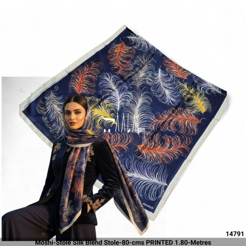 Moshi-Stole Silk Blend Stole-80-cms PRINTED 1.80-Metres