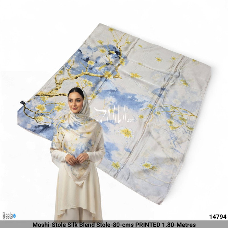 Moshi-Stole Silk Blend Stole-80-cms PRINTED 1.80-Metres